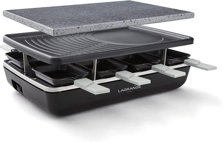 LAGRANGE, Raclette Element Grill + Pierre de cuisson, 8 personnes, Multifonctions, 1200 W, Fabrication française, Pierre de lave naturelle, 179601