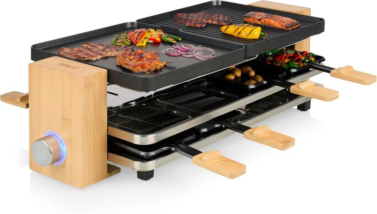 Appareil à raclette multifonction Princess Pure 8 noir - 8 personnes - Thermostat réglable - 1 300 W