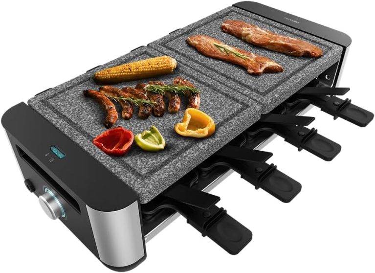 Cecotec Raclette Cheese&Grill 16000 Inox AllStone, 8 personnes, Grill de 1400 W